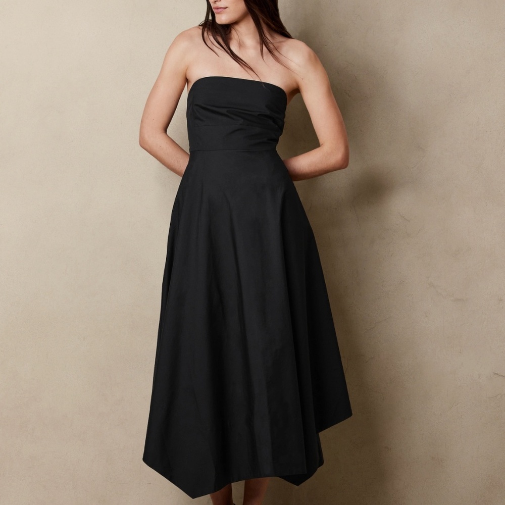 Asymmetrical hem midi dress
